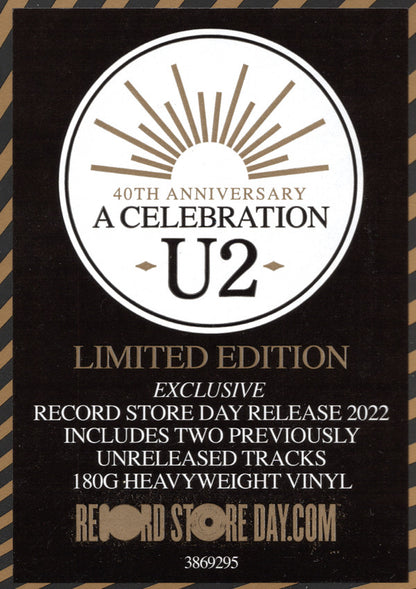 U2: A Celebration 12" Single Vinyl (40th Anniversary, Limited Edition Record Store Day Release)