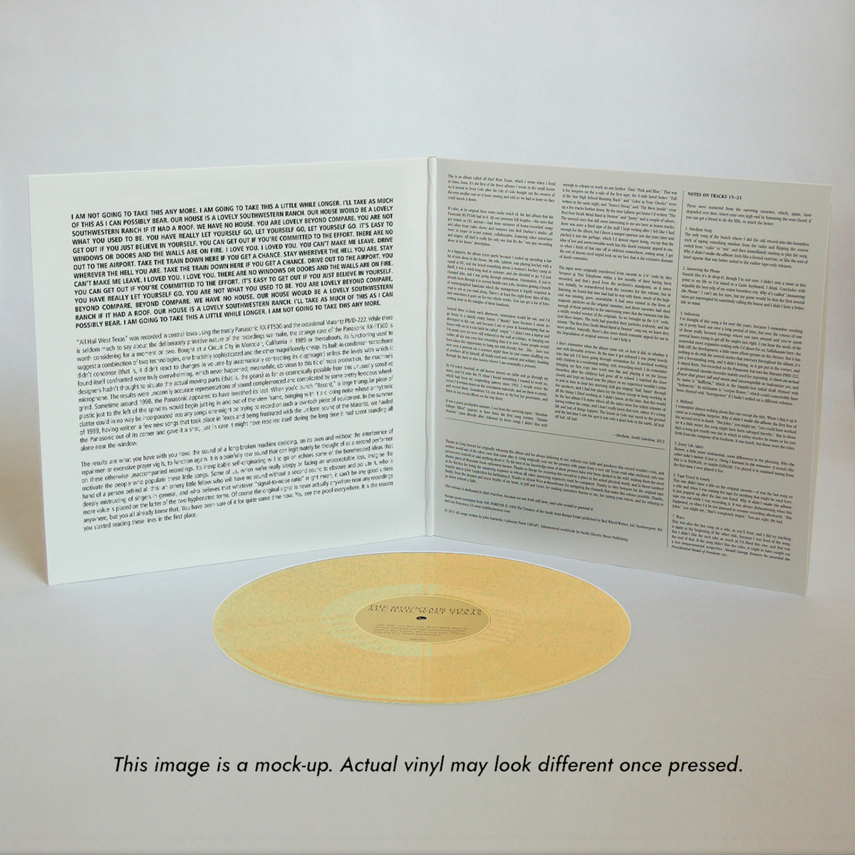 The Mountain Goats: All Hail West Texas Vinyl LP (Yellow)